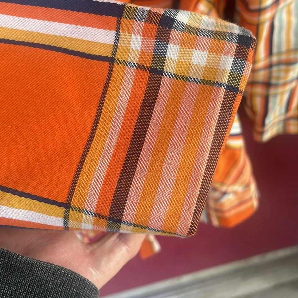 MARSIS California vintage 60’s orange blue plaid blazer jacket oversized collar - Picture 6 of 12